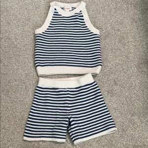 Cat & Jack Navy and White Striped Knit Set